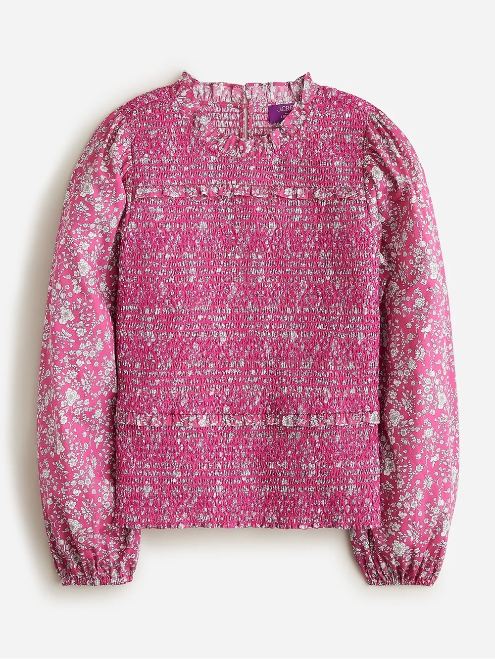 J Crew Long Sleeve Ruffled Top in Liberty Summer Blooms Fabric Size Small